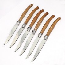 서바이벌나이프 캠핑용칼 헌팅나이프 피스 톱니 모양의 스테이크 세트 디너 붙이 단단한 나무 손잡이 풀 탱 스틸 테이블 샤프, 없음