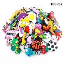 자비츠 크록 장식 악세사리 참 세트100pcs 귀여운 동물 스포츠 음악 PVC 매력 신발 장식 악어 Jibz 액세