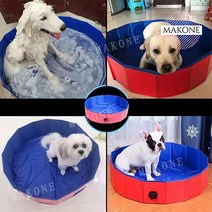 대형견 수영장 강아지 풀장 얼음 목욕 더위 피하기 애견 욕조 물놀이 수영 리트리버, 레드/지름80 x 높이30cm(35kg이내)