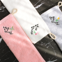 어메니티타올 무형광 40수 캘리 자수 고리수건 1매 행사 답례품, OPP 비닐포장, 화이트(감사)