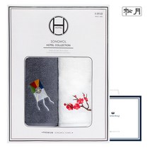 송월타월 고운자수 (2매+쇼핑백), 골고루(랜덤)
