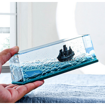 인테리어소품 절대 뒤집어지지 않는 무적의 타이타닉 워터볼 액체오일 장식품, 블랙펄 해적선