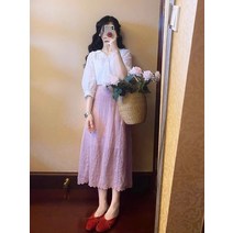 오드리 헵번 스타일 스커트 투피스 슈트 스커트