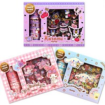 산리오 마스킹테이프 스티커 선물세트 쿠로미 시나모롤 마이멜로디 인스 다꾸, 02. S1K02 시나모롤