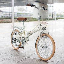 파미바미 20인치 예쁜 여성용 접이식 출퇴근자전거 클래식 중학생자전거 통학용자전거, 아이보리
