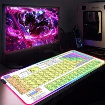장패드 무지 무선충전 마우스패드 제작 장 Led 조명 주기율표 게이머 마우스 패드 게임용 Rgb 데스크 매트 Pc 액세서리 애니메이션 키보드, [14] FH004058