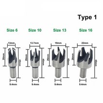 목심비트 드릴 임팩 비트 Lavie 4pcs 나무 플러그 커터 세트 목공 절단 도구, 유형 1