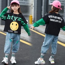 베비포 여아용 긴팔티 배기 청바지 상하복 세트 TC48