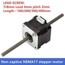 NEMA 17 Tr8 4 리드 스크류 길이의 비 캡 티브 스테퍼 모터 100mm, 03 400mm Tr8 lead 4