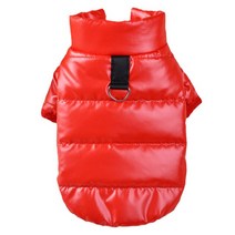 강아지 명품패딩 더 도그페이스 개나다구스 겨울 따뜻한 개 자켓 PU 가죽 점프 슈트 치와와 Yorkie 의상 코, 02 Red_04 L