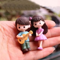 실내 카페 인테리어 미니어쳐 장식 디자인 소품 빈티지 엔틱 공예 2 개대 미니어처 장식품 소년 소녀 기타 sweety 연인 커플 인형 공예 수지 웨딩 인형 액세서리 홈, 보라색, 협력사, purple