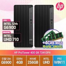 HP ProTower 400 G9 734V3PA 인텔 12세대 G6900 미들타워 사무용 데스크탑 PC, 메모리 4GB/SSD 256GB, 윈도우11 프로 설치, 램4G무상업그레이드