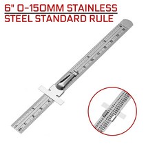 틈새 갭 게이지 측정기 6인용 0-150mm 스테인리스 스틸 표준 룰 깊이 길이 게이지 스케일 마킹 측정 도구(분리형 클립 포함), 한개옵션0