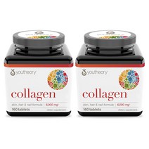 Youtheory Collagen with Vitamin C 유씨어리 콜라겐 6000mg 160정 2팩 비타민C 함유, 1개, 기본