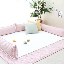굿몽 스몰체크 세미마이크로 유아침대 범퍼쿠션, 스몰체크_핑크