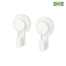 이케아 TISKEN 티스켄 흡착식후크2개 욕실용품 화장실 붙이는후크 걸이, 화이트_503.812.76, 화이트, 2개