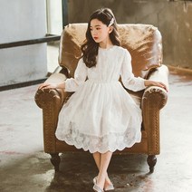 세븐스타 OP0883 여아 키즈 주니어 가을 겨울 고퀄 면 코튼 플리츠 주름 공주 드레스 원피스 파티 연주회 아동복