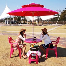 파라솔세트_1, 블루_파라솔+사각테이블+팔걸이의자4개