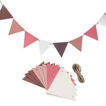 대홍샵 갬핑감성 가랜드 삼각 플래그 가죽 3m, 핑크