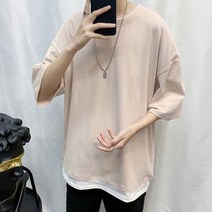 [DSM] 레이어드 반팔티셔츠 데일리 와이드핏 남자 컬러 패션