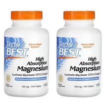 닥터스 베스트 킬레이트 고흡수성 마그네슘 미네랄100mg, 240정, 2개