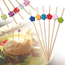 베스트데코 컬러 대나무 꼬지 꼬치, 나무꽃 꼬지_빨강(100매)