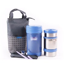 키친아트 에코홈 스텐진공 일체형 보온도시락세트 KSJ-1500s, 혼합 색상, 1개