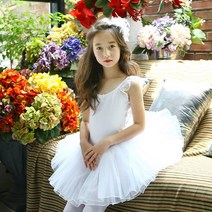 벨라걸스 유아 아동 여아 일체형 발레복 벨라 올리비아 화이트 하프롱