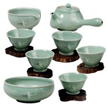 국보 명품 생활도자기(반상기 다기 머그컵), 06 청자상감 운학문 5인 다기 세트