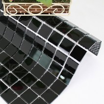 모네스페스 점착식 미러거울모자이크타일 블랙진흑경25mm(1장), 접착식모자이크타일