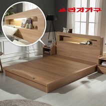 라자가구 크림슨LED 평상형침대 프레임 퀸Q, 01.크림슨LED 평상형침대 퀸Q_초코브라운
