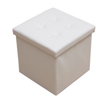 수납의자 스툴 벤치 수납함 보조소파, 01 큐브형 레더스툴 아이보리