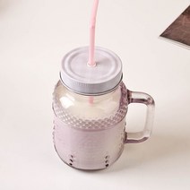MAKA 칼라 Straw-Drinking Jar (빨대드링크자) 580ml 1P-핑크, 1개