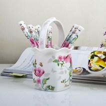 플로렌스 프릴수반(대) + 도자기라인(소) 티스푼 5P 티포크 5P, 수반11P세트