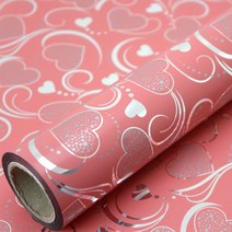 비닐롤포장지 비닐 증착 메탈 포장지 롤포장지 선물포장지 -플로우하트 6칼라/대 중 소, 핑크-사이즈(소), 1롤