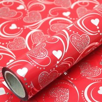 비닐롤포장지 비닐 증착 메탈 포장지 롤포장지 선물포장지 -플로우하트 6칼라/대 중 소, 빨강-사이즈(소), 1롤