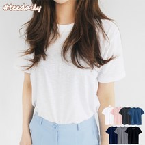 티데일리 슬라브 반팔 라운드 무지 티셔츠