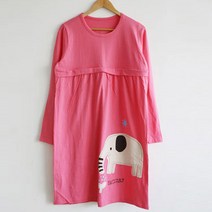 마더라이크 T.긴팔)코끼리수유원피스-면 지퍼 모유 수유복 홈웨어