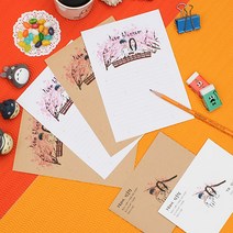 후아미 러브블러썸 제작 편지지 세트 15cm x 21cm, 혼합색상(편지지 6매 + 편지봉투 3매), 9매