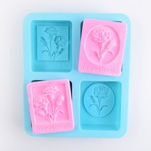 [캔들이케아] 천연 비누 만들기 재료 DIY 모음 비누베이스 / 기타재료, 4구 카네이션 비누몰드