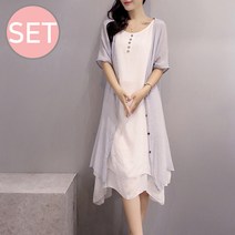 [올라샵]린넨 OPS+가디건 세트