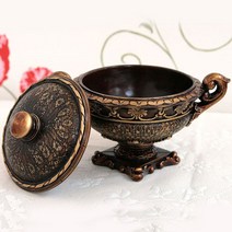 케이엠데코 국산 고품격 엔틱 화병 인테리어 소품 꽃병 수반 조화 장식용품, 수반(뚜껑)-소형