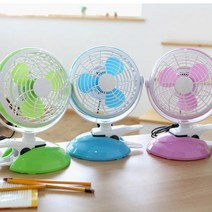 빅사이즈 집게겸용 USB 탁상용 선풍기, 블루