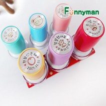 퍼니맨 S-11 원형 책도장, (그린케이스/분홍잉크