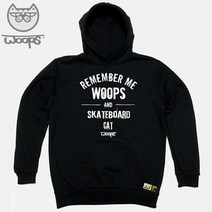 graskin WOOPS_HOODY_01 스케이트보드 고양이 웁스 캐릭터 후드티