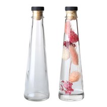 [홈앤라이프] 하바리움용기 투명원형삼각오일200 낱개, 투명원형삼각오일200-코르크블랙캡