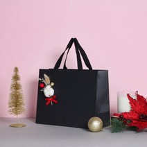 블랙 화이트쇼핑백(소 중 대 특대) 목화꽃, 블랙쇼핑백(소), 1매