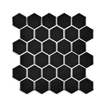 중앙데코 자기질 육각형 모자이크타일, H50 블랙 유광