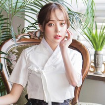 예다움 흰색 반팔 생활한복 저고리 한복