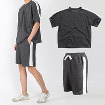 코디제이 라인배색반바지세트 남여공용 반팔티 반바지 빅사이즈 데일리룩